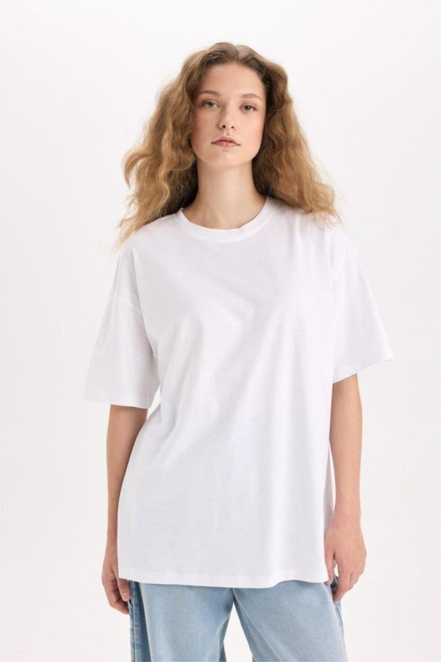 DeFacto V4136AZ Kadın T-Shirt - Beyaz