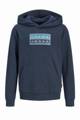 Jack & Jones Junior Fusion Erkek Çocuk Kapüşonlu Sweatshirt 12298237 - Koyu Lacivert / Koyu Gri