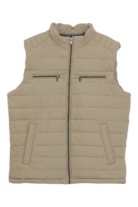 Sporline LC Waikiki ekru renkli, fermuarlı, dik yakalı ve polyester dolgulu erkek şişme yelek