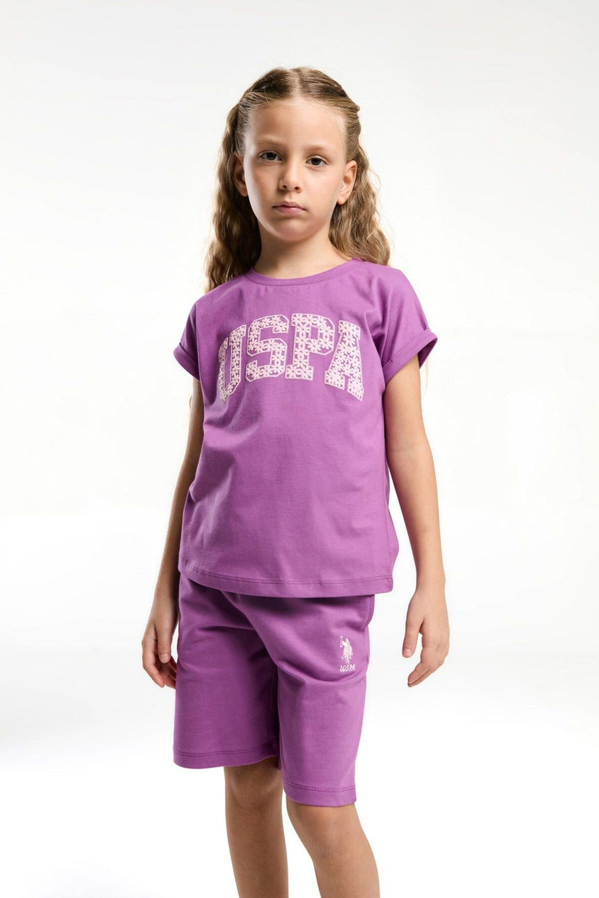 U.S. Polo Assn. Kız Çocuk Bermuda Takım Us2086-4 - Mor