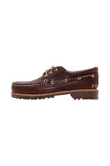 Sporline Timberland Authentic koyu kırmızı deri erkek tekne ayakkabısı, yan profil görünümü
