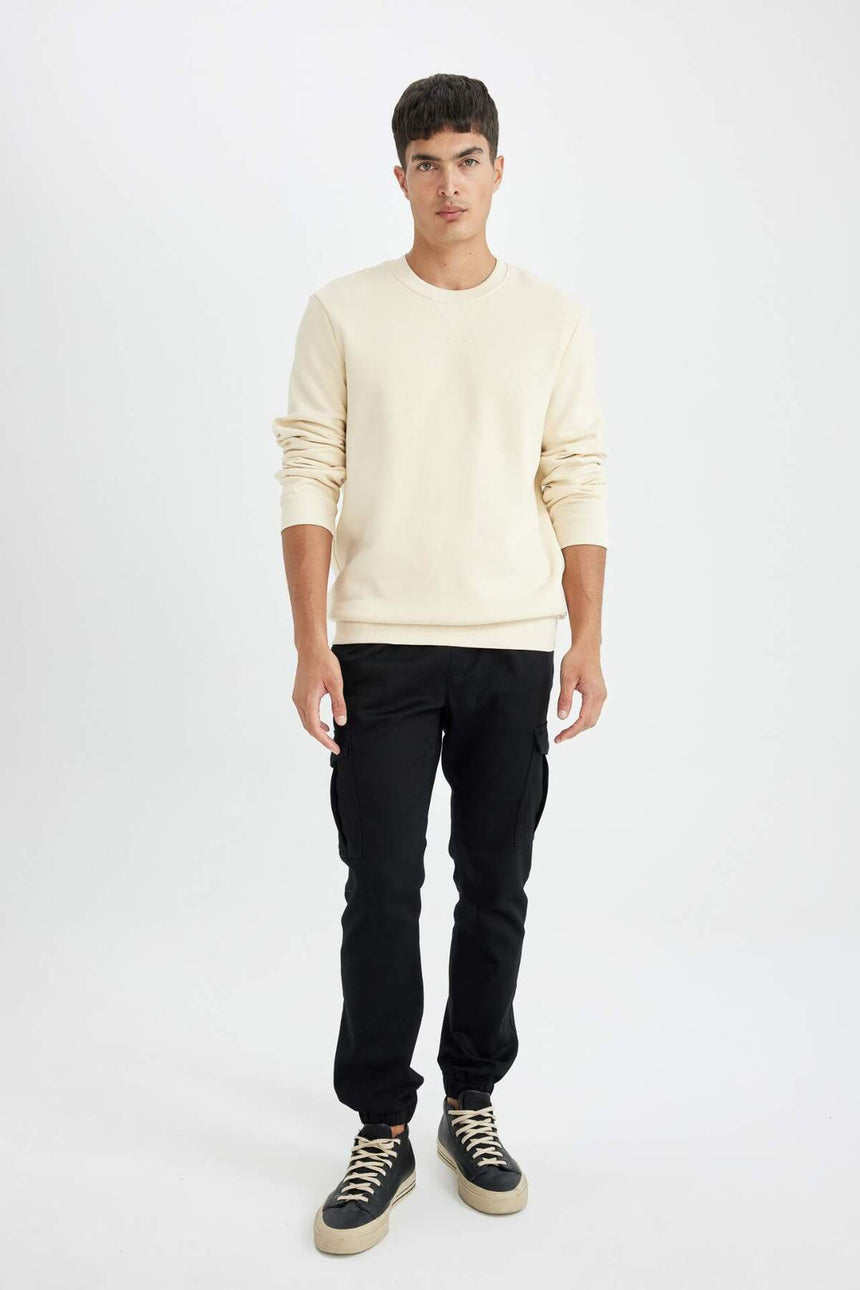 DeFacto Erkek Sweatshirt T3777AZ - Ekru