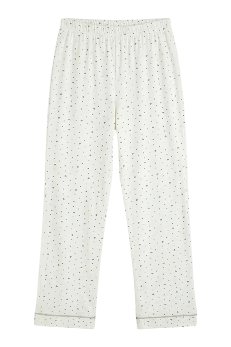 Sporline LC Waikiki ekru renkli, desenli, %100 pamuklu kadın pijama altı