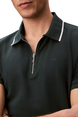 Sporline Calvin Klein yeşil renkli, fermuarlı polo yaka, %100 pamuklu erkek tişört