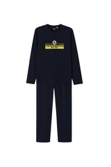 Sporline LC Waikiki erkek Fenerbahçe baskılı, bisiklet yaka, %100 pamuklu açık lacivert uzun kollu pijama takımı