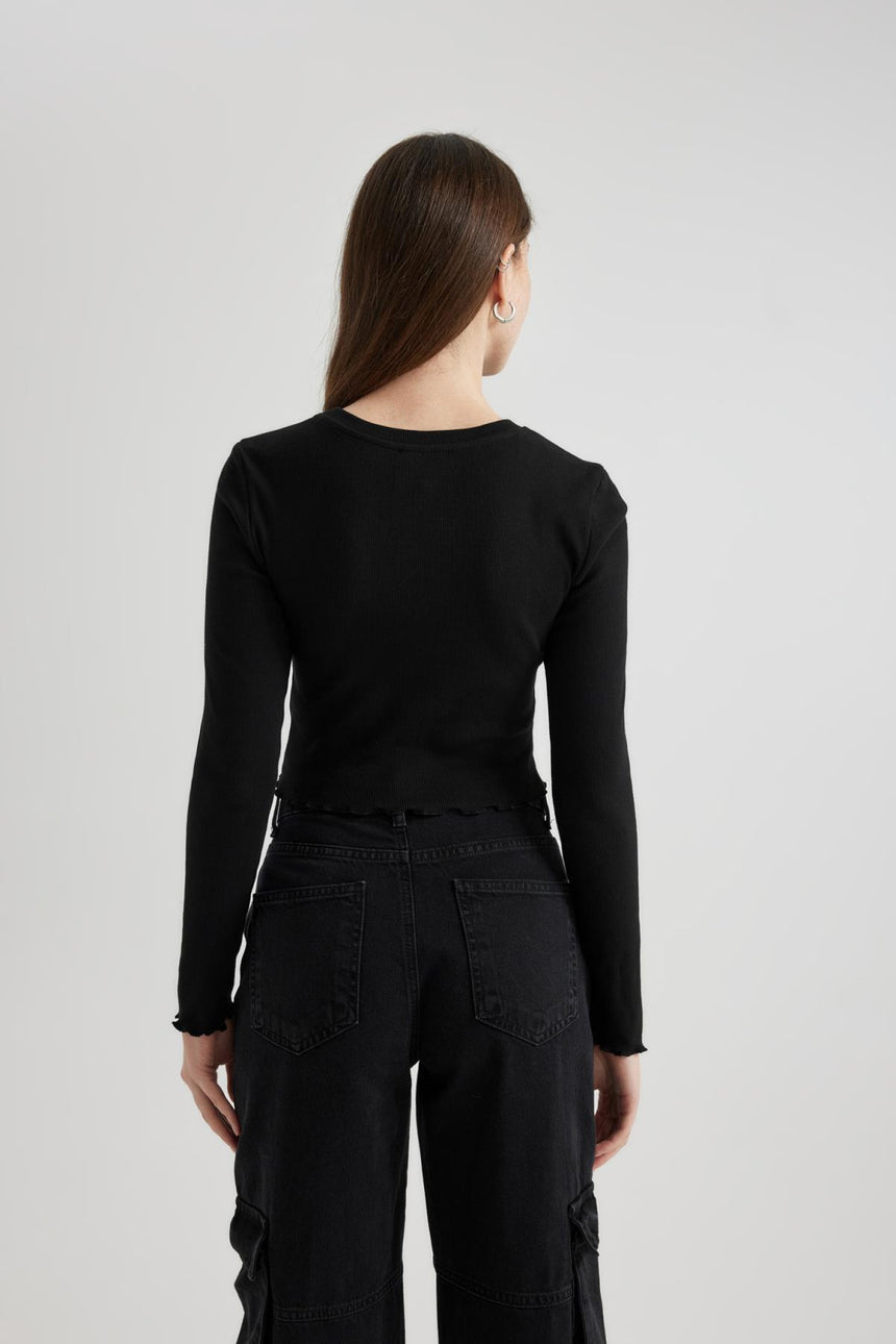 DEFACTO KADIN Y9870AZ LONG SLEEVE T-SHIRT - Siyah