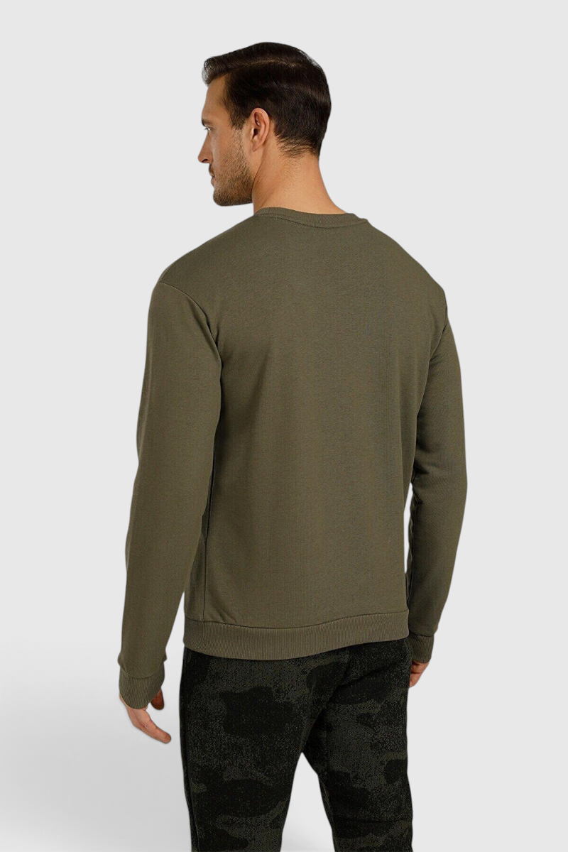 Sporline Lumberjack koyu yeşil renkli, slim fit kesim, %100 tekstil malzemeden üretilmiş erkek sweatshirt