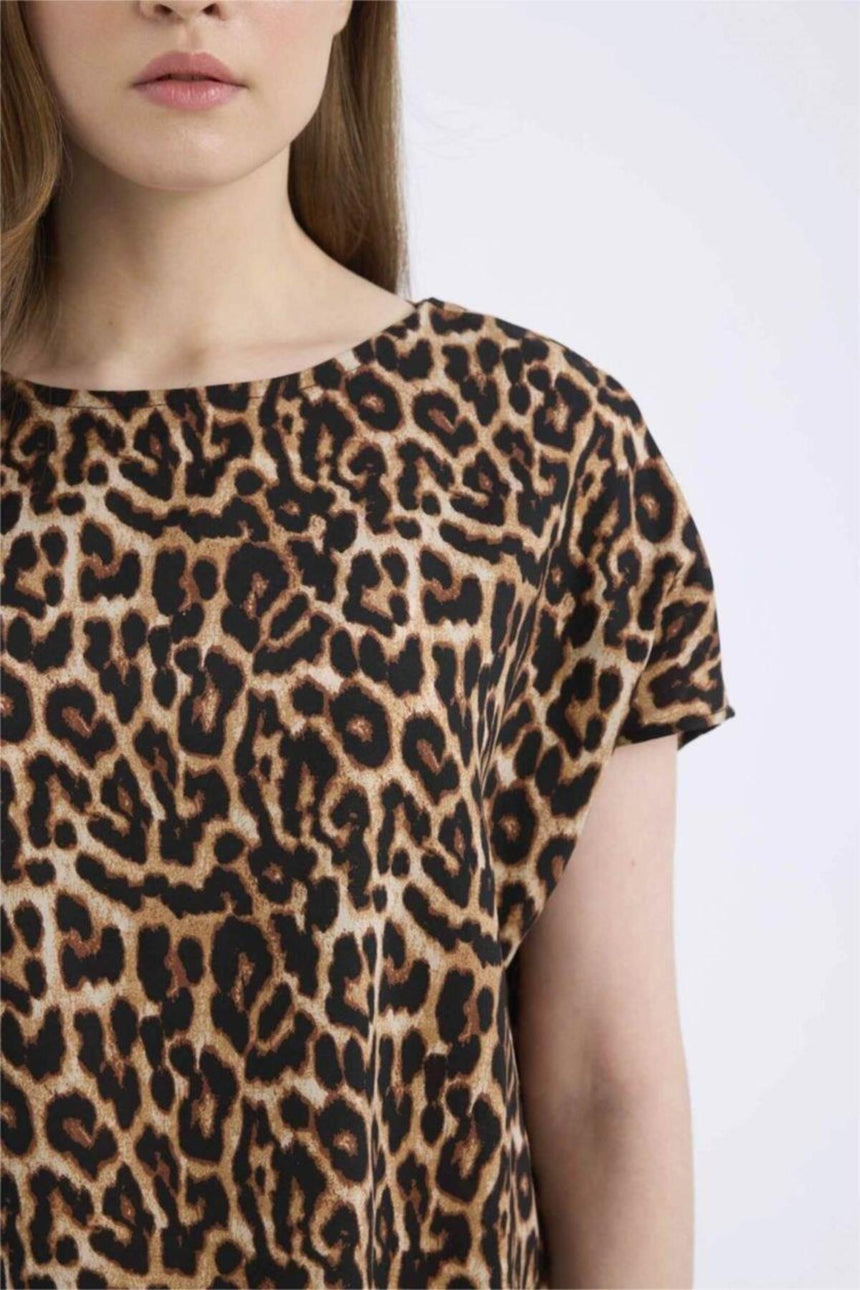 Defacto Kadın Short Sleeve Blouse E7038Ax - Gri/ Kahverengi