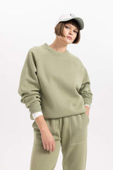 Defacto Kadın Sweat Shirt V2697AZ - Açık Haki Yeşili