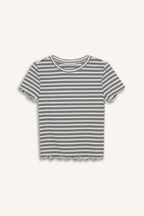 DeFacto Kadın Çizgili T-Shirt K1965AZ - Kırık Beyaz