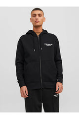 jack&jones jorvesterbro sweat zip hood 12241691 - Siyah