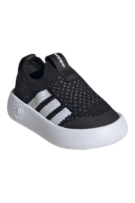 Sporline adidas Bubblecomfy I siyah unisex bebek spor ayakkabısı, beyaz tabanlı ve ikonik üç bant detaylı tasarım.