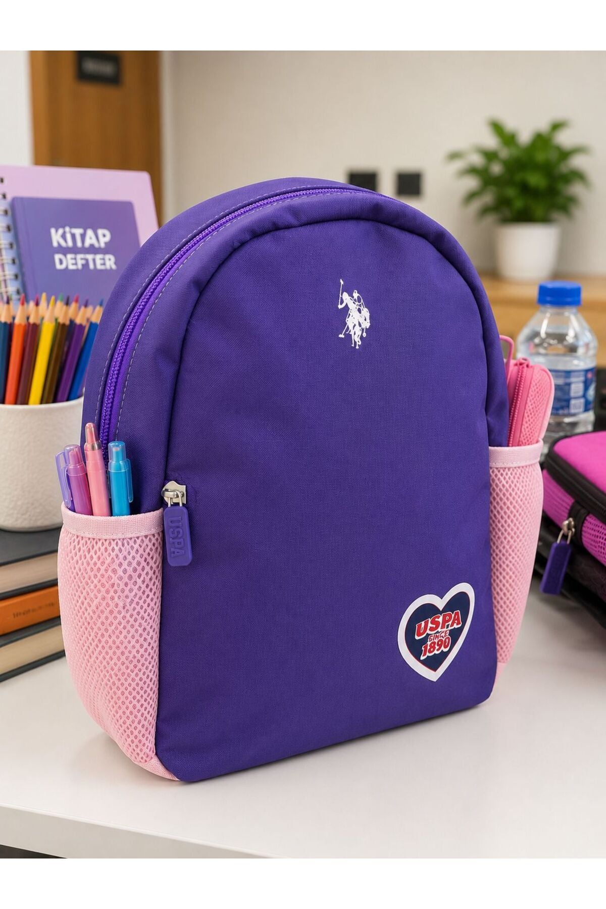 U.S. Polo Assn. Çocuk Okul Çantası PLCAN26132 - Pudra/Mor
