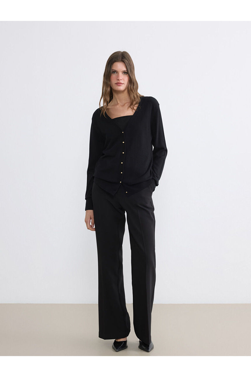 LC Waikiki Kadın Slim Fit Hırka W6BF72D8 - Siyah