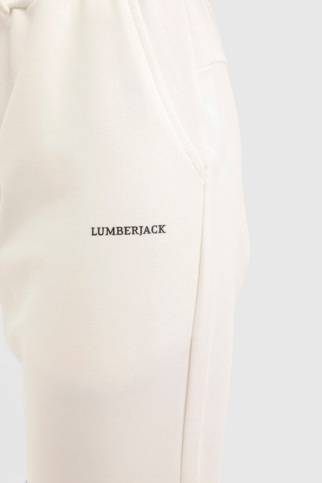Sporline Lumberjack ekru renkli, jogger kesim, polyester karışımlı kadın eşofman altı detayı