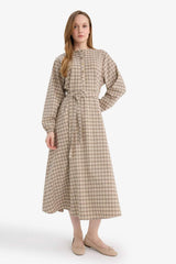 Defacto Kadın Long Sleeve Woven Dress G6019AX - Açık Kahve