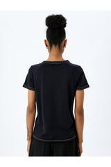 Koton 5SAK50045EK Kadın T-Shirt - Siyah