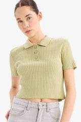 DeFacto N9752AZ Kadın Polo Yaka T-Shirt - Yeşil