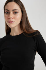 DEFACTO KADIN Y9870AZ LONG SLEEVE T-SHIRT - Siyah