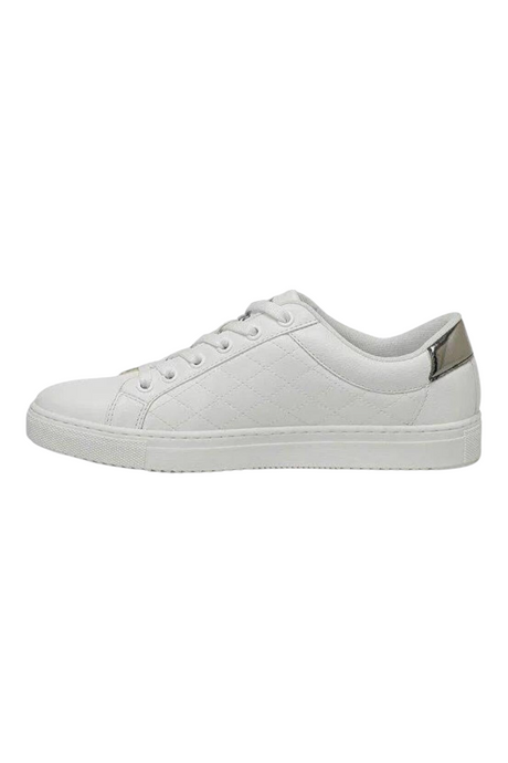 Sporline U.S. Polo Assn. beyaz kapitone detaylı kadın sneaker, PU malzeme, yan profil görünümü