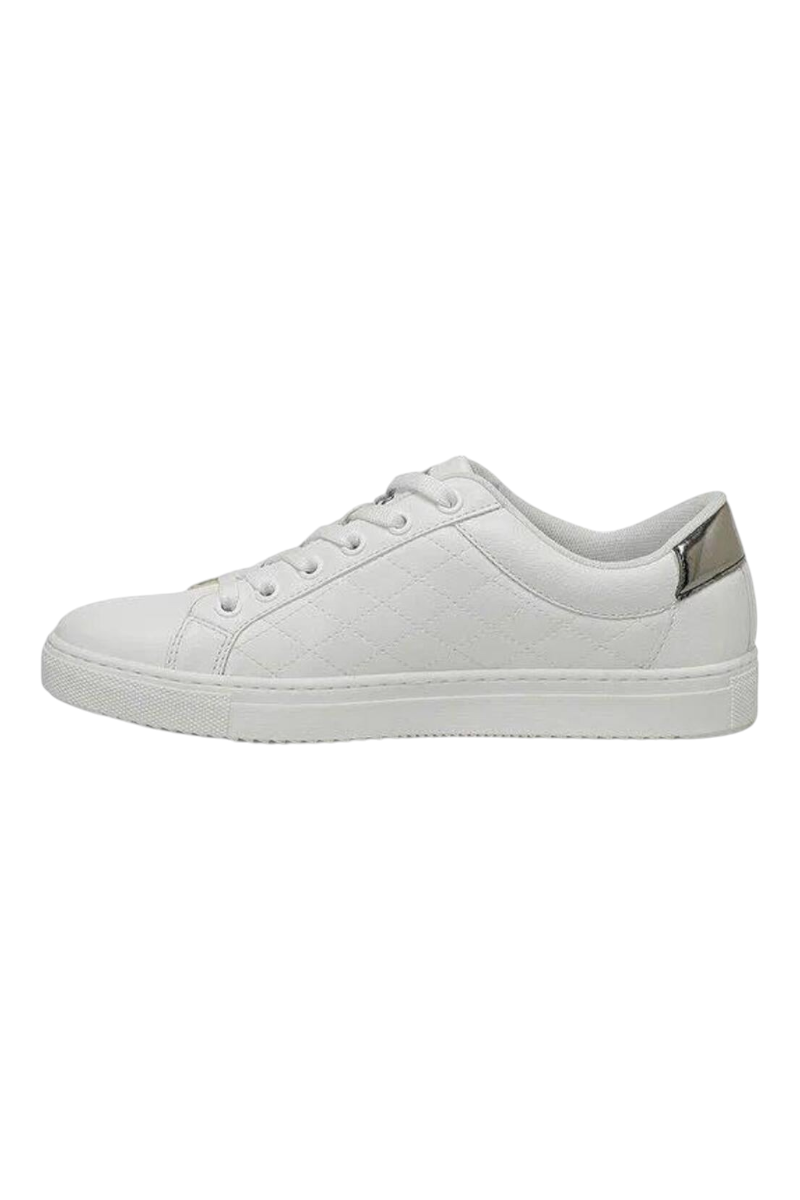 Sporline U.S. Polo Assn. beyaz kapitone detaylı kadın sneaker, PU malzeme, yan profil görünümü