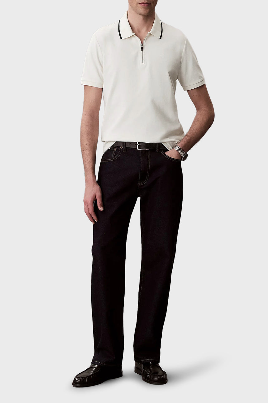 Calvin Klein Erkek SS TIPPED ZIP PIQUE POLO LV04LF214G - Beyaz
