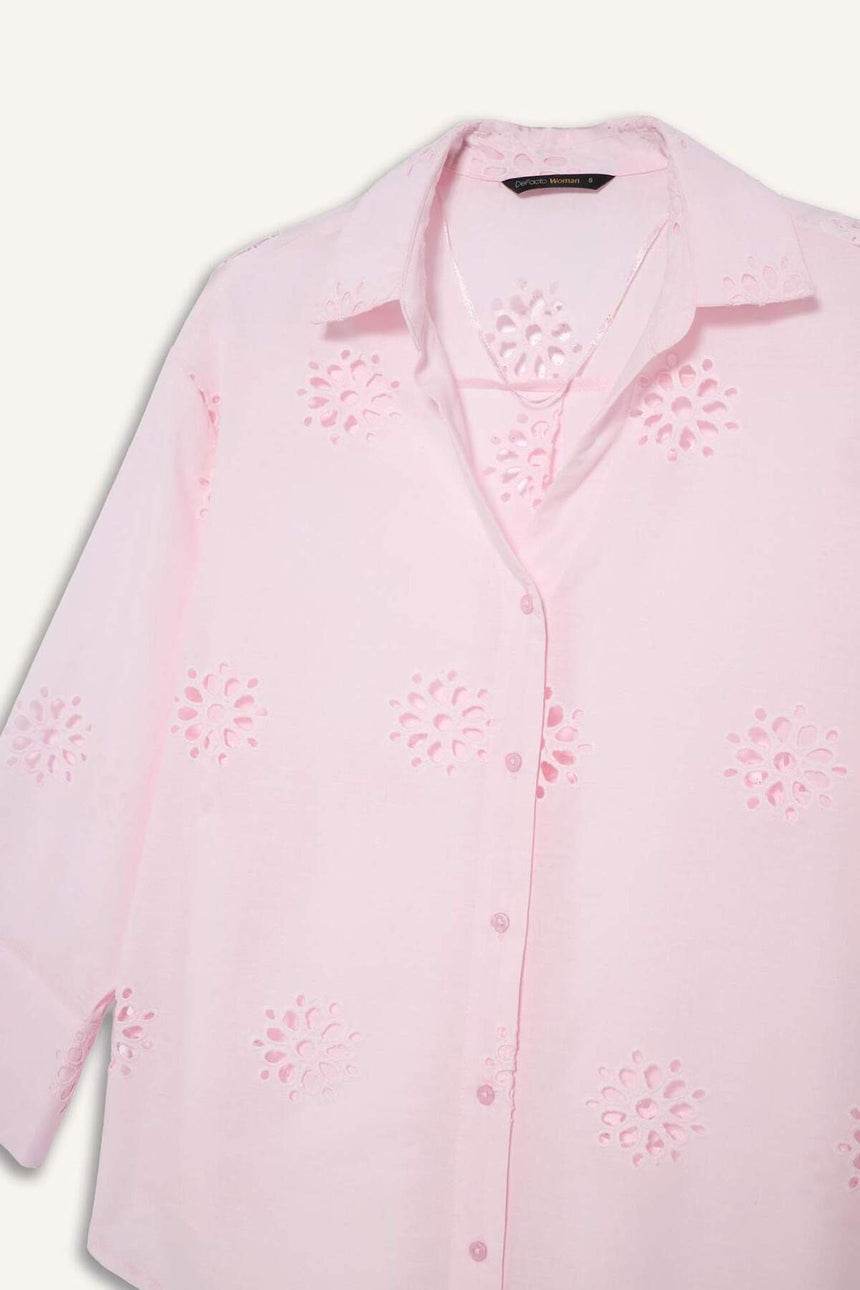 Defacto Kadın Long Sleeve Shirt B5419AX - Açık Pembe
