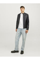 JACK&JONES JJEDYLAN PU BIKER JACKET NOOS 12261196 - Siyah