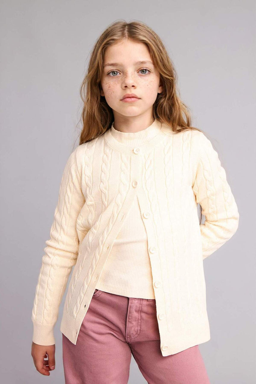 Defacto Çocuk Cardigan G6979A8 - Ekru