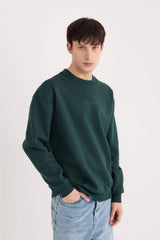 Defacto Erkek Sweat Shirt X8282Az - Koyu Yeşil