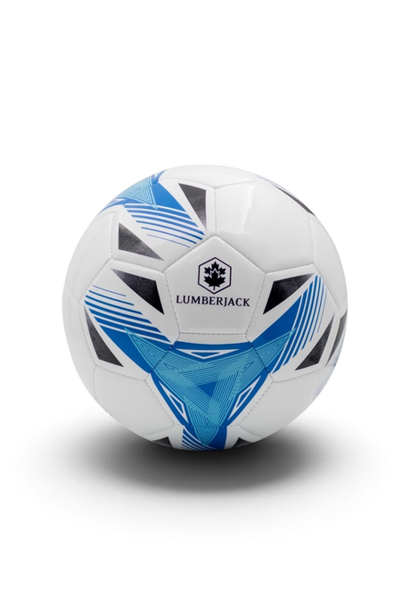 Sporline Lumberjack MB Crown mavi ve beyaz renkli, geometrik desenli erkek futbol topu