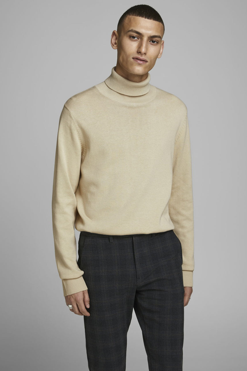 JACK&JONES JJEEMIL KNIT ROLL NECK NOOS 12157417 - Bej/ Açık Taba