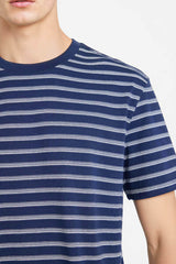 DeFacto Erkek Çizgili T-Shirt F9674AX - Koyu Lacivert