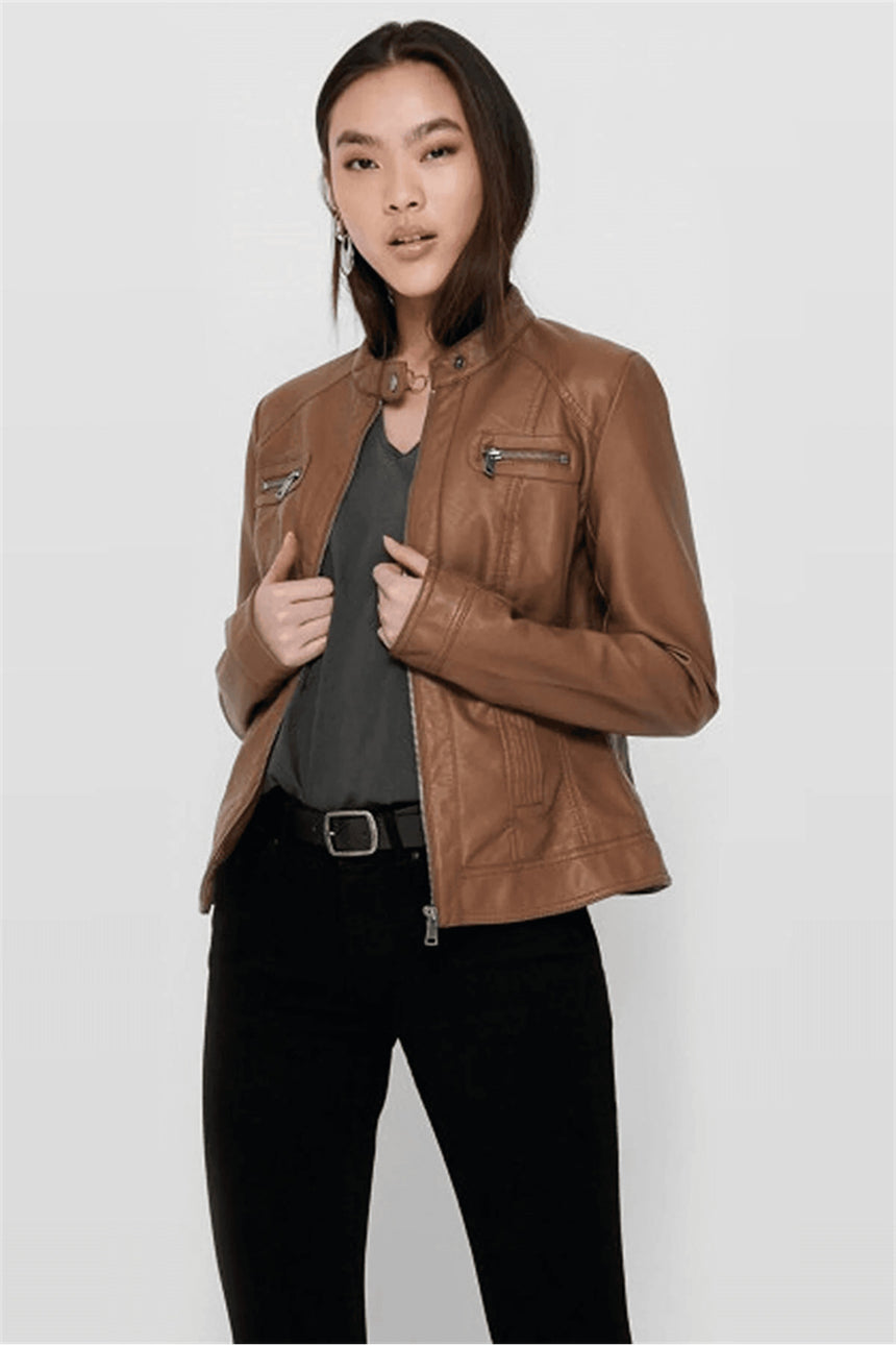 Only onlbandıt faux leather bıker otw noos mont 15081400 - Koyu Turuncu