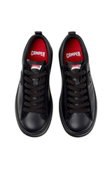 Sporline Camper Runner Four siyah dana derisi erkek sneaker, bağcıklı tasarım ve hafif EVA taban.