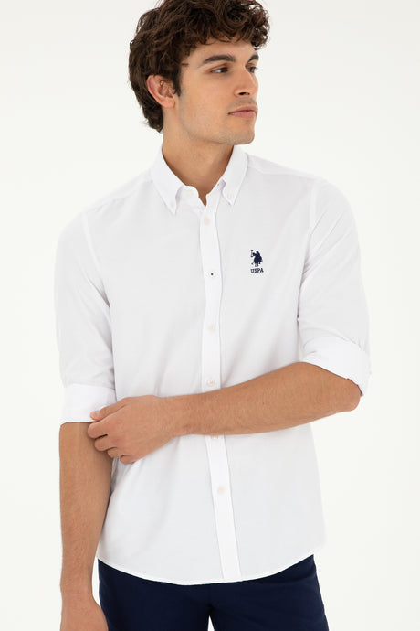US POLO ASSN ERKEK DOKUMA GÖMLEK 1886621 - Beyaz