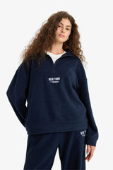 Defacto Kadin Sweat Shirt Y2649Az - Koyu Lacivert