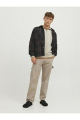 JACK&JONES JJEBRADLEY SWEAT HALF ZIP NOOS 12250747 - Bej/ Açık Gri
