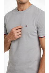 Tommy Hilfiger Erkek JD FLAG CUFF TEE MW0MW41300 - Bej/ Gri