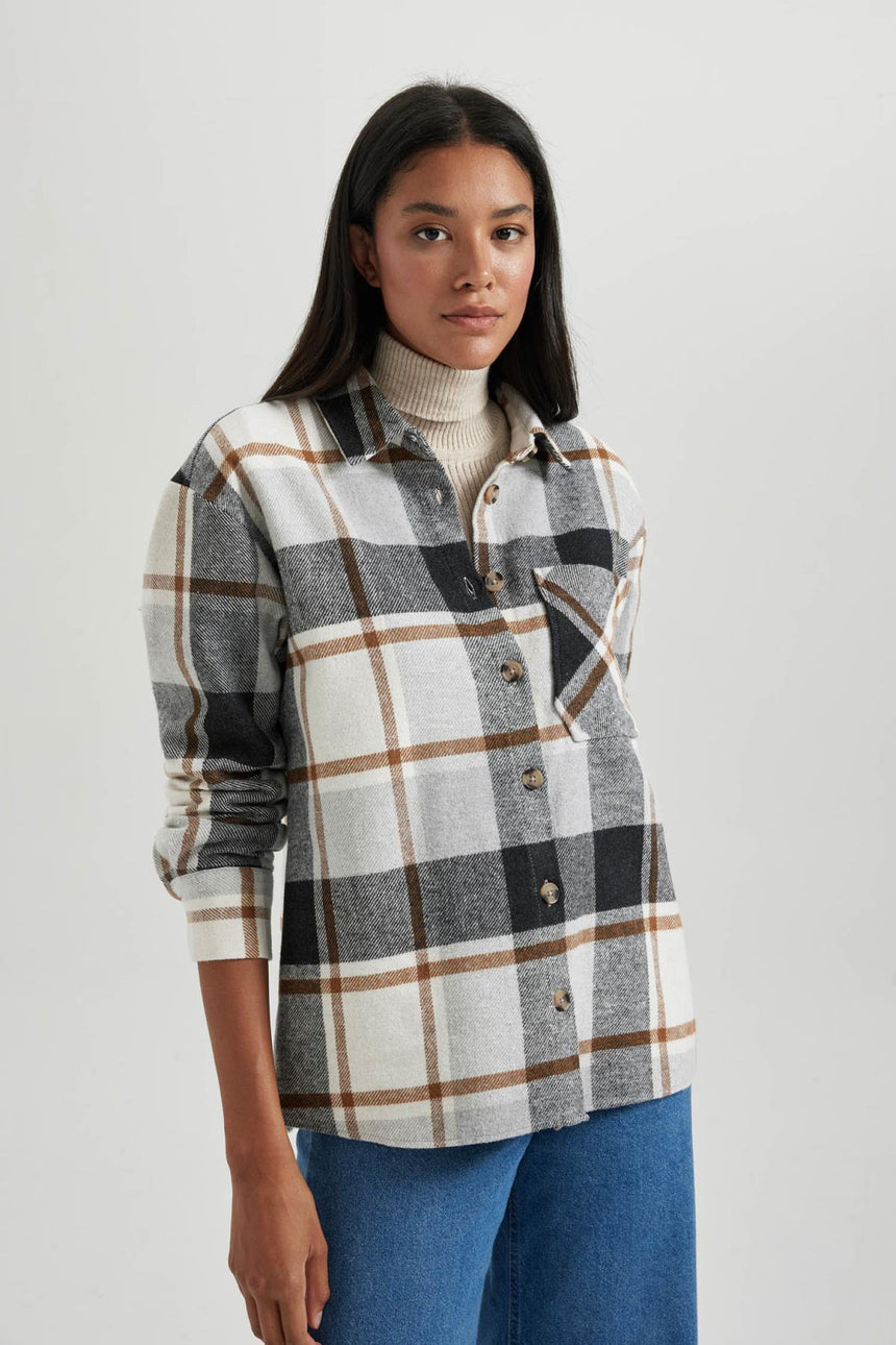 Defacto Kadın Long Sleeve Shirt R3725AZ - Gri