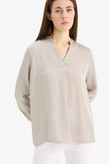 Defacto Kadın Woven Top C3217Ax - Açık Kahve