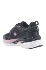 Sporline Lumberjack Yummy siyah deri ve tekstil kadın sneaker, pembe detaylı ve kalın tabanlı spor ayakkabı