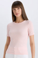 Defacto Kadın Short Sleeve T-Shirt C0097Ax - Açık Pembe