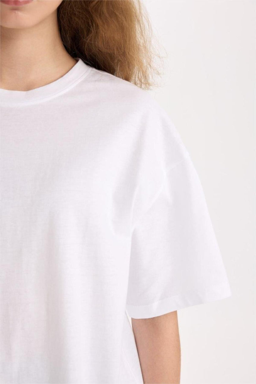 DeFacto V4136AZ Kadın T-Shirt - Beyaz
