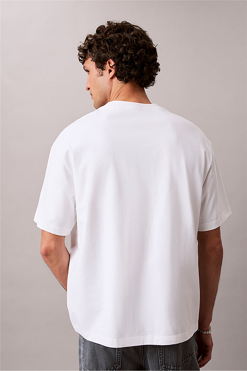 Calvin Klein Erkek SS 16S ELEVATED MONOLOGO TEE LV04RF819GYAF - Beyaz