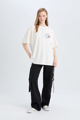 Defacto Kadın Short Sleeve T-Shirt E0668Ax - Kırık Beyaz