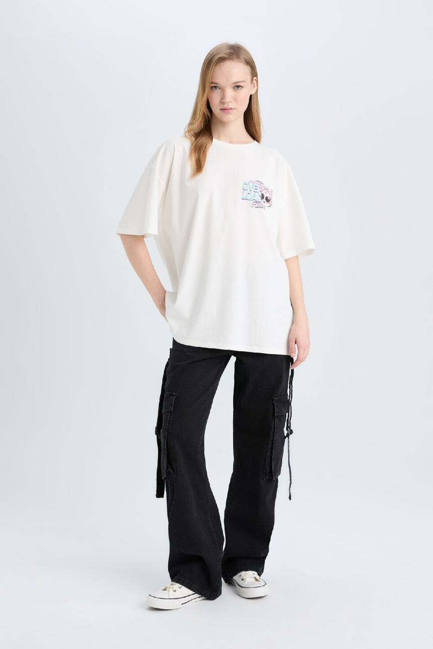 Defacto Kadın Short Sleeve T-Shirt E0668Ax - Kırık Beyaz