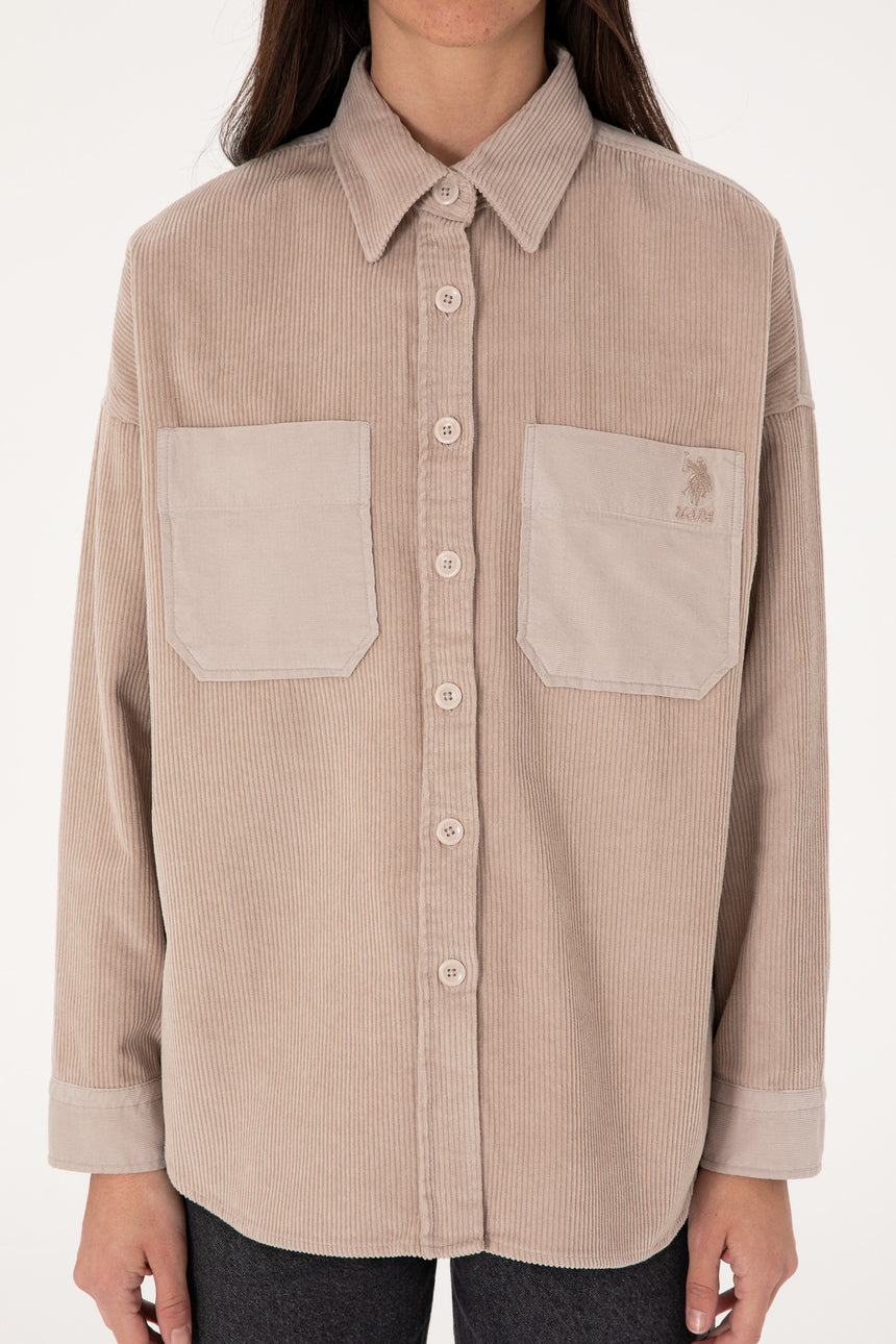 US POLO ASSN BAYAN DOKUMA GÖMLEK 1942999 - Gri/ Bej /Krem