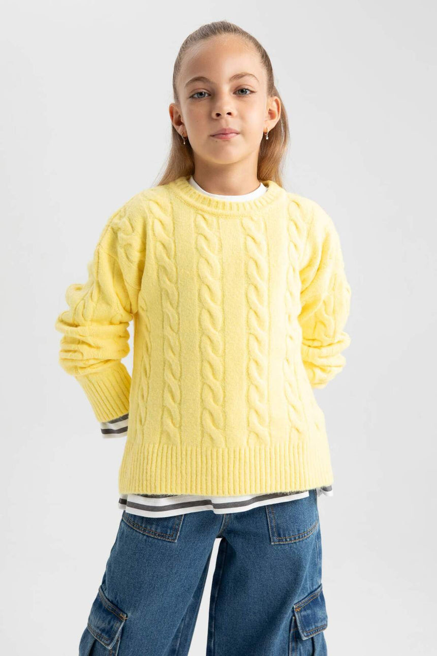 Defacto Çocuk Pullover B1556A8 - Açık Sarı