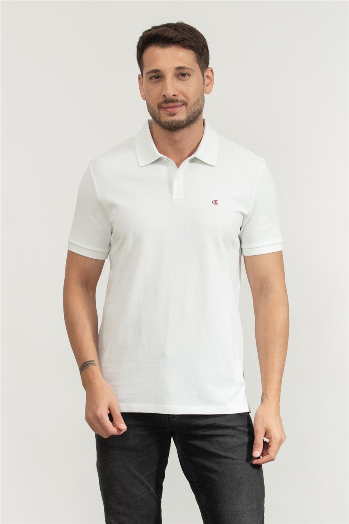 Calvin Klein Monogram Pique Polo Erkek Polo T-Shirt LV040EM269 - Siyah
